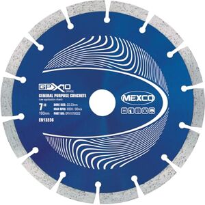 Mexco GPX10 General Purpose Concrete Diamond Blade, Cutting Disc for Non-Abrasive Building Materials 180mm, 10mm Segment Height, 22.23mm Bore Mexco GPX10 General Purpose Concrete Diamond Blade, Cutting Disc for Non-Abrasive Building Materials 180mm, 10mm Segment Height, 22.23mm Bore