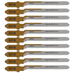 Wolfcraft 10 Jigsaw Blade Fine Curved Cuts HCS Blade with T-Shank – Ideal for Plywood and softwood Cutting Depth 20mm 8018100 Wolfcraft 10 Jigsaw Blade Fine Curved Cuts HCS Blade with T-Shank – Ideal for Plywood and softwood Cutting Depth 20mm 8018100