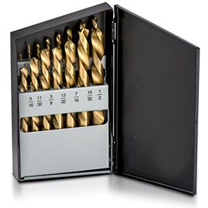 Neiko 10037A Left-Hand Drill-Bit Set, High-Speed Steel Drills with Titanium Nitride Coating, Reverse-Twist Drill Bits, SAE Sizes, 15-Piece Set Neiko 10037A Left-Hand Drill-Bit Set, High-Speed Steel Drills with Titanium Nitride Coating, Reverse-Twist Drill Bits, SAE Sizes, 15-Piece Set