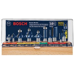 Bosch RBS010 1/2-Inch and 1/4-Inch Shank Carbide-Tipped All-Purpose Professional Router Bit Set, 10-Piece Bosch RBS010 1/2-Inch and 1/4-Inch Shank Carbide-Tipped All-Purpose Professional Router Bit Set, 10-Piece