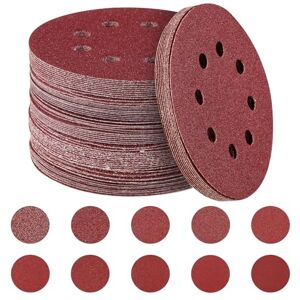 HYCHIKA BETTER TOOLS FOR BETTER LIFE HYCHIKA 100PCS Sanding Discs, 125mm Orbital Sander Discs, 8 Holes 5 Inch Hook and Loop 40/60/ 80/100/120/150/180/240 /320/400 Grit Sandpaper Assortment for Orbital Sander HYCHIKA BETTER TOOLS FOR BETTER LIFE HYCHIKA 100PCS Sanding Discs, 125mm Orbital Sander Discs, 8 Holes 5 Inch Hook and Loop 40/60/ 80/100/120/150/180/240 /320/400 Grit Sandpaper Assortment for Orbital Sander