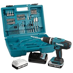 Makita HP488DAEX1 18V G-Series Combi Drill Complete with 2 x 2.0 Ah Batteries, Charger and 74 Piece Bit Set Supplied in a Carry Case, White, Grey Makita HP488DAEX1 18V G-Series Combi Drill Complete with 2 x 2.0 Ah Batteries, Charger and 74 Piece Bit Set Supplied in a Carry Case, White, Grey