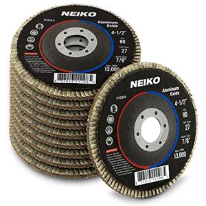 Neiko 11108A Aluminum Oxide Angle Grinder Sanding Disc, 80 Grit, 4.5” x 7/8” Flap Disc, Flat Type #27 13,300 RPM, Premium & Industrial Grade Grinding Wheel, 10 Pk, Metal Sanding Disc for Angle Grinder Neiko 11108A Aluminum Oxide Angle Grinder Sanding Disc, 80 Grit, 4.5” x 7/8” Flap Disc, Flat Type #27 13,300 RPM, Premium & Industrial Grade Grinding Wheel, 10 Pk, Metal Sanding Disc for Angle Grinder