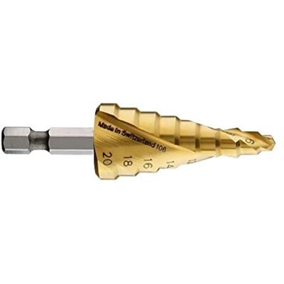 Bosch 2608587433 4/6/8/10/12/14/16/18/20 mm 1/4-Inch Hex HSS-TiN Step Drill Bit Bosch 2608587433 4/6/8/10/12/14/16/18/20 mm 1/4-Inch Hex HSS-TiN Step Drill Bit