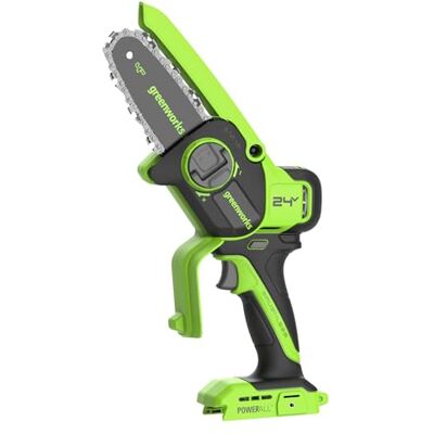 Greenworks 24V Mini Chainsaw Cordless 4in (10cm), Brushless Battery Chainsaw with Auto-Oil System, 7.8m/s Cutting Speed, Electric Saw for Tree Branches, Tool only Greenworks 24V Mini Chainsaw Cordless 4in (10cm), Brushless Battery Chainsaw with Auto-Oil System, 7.8m/s Cutting Speed, Electric Saw for Tree Branches, Tool only
