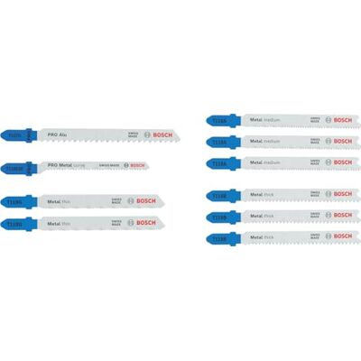 Bosch 10x Metal Jigsaw Blade Set, 10 pcs for Steel sheets, Aluminium, 112 x 99 mm, Bosch 10x Metal Jigsaw Blade Set, 10 pcs for Steel sheets, Aluminium, 112 x 99 mm,