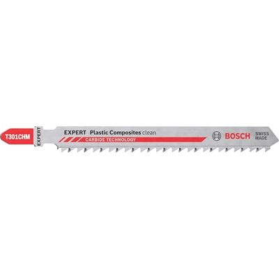 Bosch 3x EXPERT Plastic Composites Clean T301CHM Jigsaw Blade (for WPC Wood plastic, Solid surface composite, Length 117 mm, Professional Accessory Jigsaw) Bosch 3x EXPERT Plastic Composites Clean T301CHM Jigsaw Blade (for WPC Wood plastic, Solid surface composite, Length 117 mm, Professional Accessory Jigsaw)