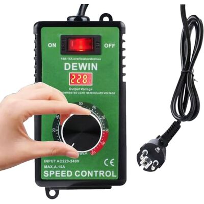 DEWIN Speed Controller, Speed Regulator 230 V Motor Fan Control Continuous Speed Regulator Voltage Regulator 15 A Overload Protection for Angle Grinders/Blowers/Hand Drills/Circular Saws DEWIN Speed Controller, Speed Regulator 230 V Motor Fan Control Continuous Speed Regulator Voltage Regulator 15 A Overload Protection for Angle Grinders/Blowers/Hand Drills/Circular Saws