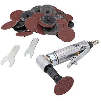 AB Tools Air Angle Die Grinder Tool 20,000 RPM with 41pc Quick Change Sanding Kit AB Tools Air Angle Die Grinder Tool 20,000 RPM with 41pc Quick Change Sanding Kit