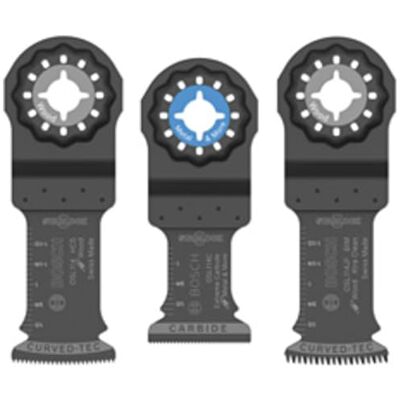 Bosch OSL003VP 3-Piece 1-1/4 In. Starlock Oscillating Multi Tool Assorted Set Plunge Cut Blades for Mixed Applications in Metal, Wood, and Other General Purpose Materials Bosch OSL003VP 3-Piece 1-1/4 In. Starlock Oscillating Multi Tool Assorted Set Plunge Cut Blades for Mixed Applications in Metal, Wood, and Other General Purpose Materials