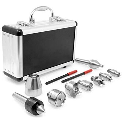 WEN LA0009 9-Piece MT2 Wood Lathe Drive and Live Center Kit with Aluminum Case WEN LA0009 9-Piece MT2 Wood Lathe Drive and Live Center Kit with Aluminum Case
