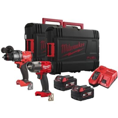 Milwaukee M18FPD3 & M18FMTIW2F12 Combi Drill & 1/2" Impact Wrench Kit M18FPP2F3-502X Milwaukee M18FPD3 & M18FMTIW2F12 Combi Drill & 1/2" Impact Wrench Kit M18FPP2F3-502X