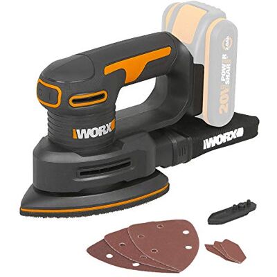 WORX 20V Multi-Sander PowerShare WX822.9 No Battery or Charger Dust Collection System, Velcro Fastening System, Easy and Quick Adjustment WORX 20V Multi-Sander PowerShare WX822.9 No Battery or Charger Dust Collection System, Velcro Fastening System, Easy and Quick Adjustment