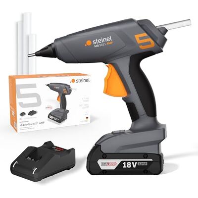 Steinel MobileGlue 5011 Battery Hot Glue Gun Set Including 2.0 Ah 18 V Bosch AMPShare Battery and Glue Sticks, 2 Temperature Levels 130°/200°C Steinel MobileGlue 5011 Battery Hot Glue Gun Set Including 2.0 Ah 18 V Bosch AMPShare Battery and Glue Sticks, 2 Temperature Levels 130°/200°C
