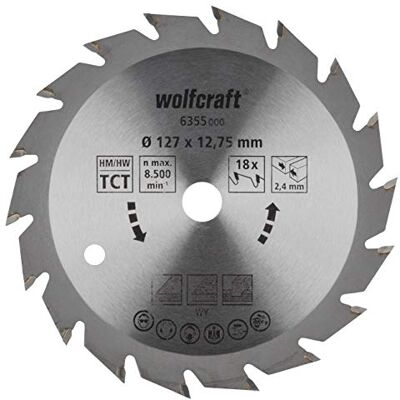 Wolfcraft TC Circular Hand Saw Blade, Green Series I 6355000 I Fast, Medium-coarse cuts Wolfcraft TC Circular Hand Saw Blade, Green Series I 6355000 I Fast, Medium-coarse cuts