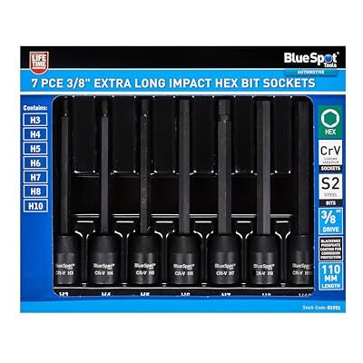 BLUESPOT Impact HEX Extra Long 8pc 3/8" Star Bit Socket Set H3 - H10 - Socket Set BLUESPOT Impact HEX Extra Long 8pc 3/8" Star Bit Socket Set H3 - H10 - Socket Set