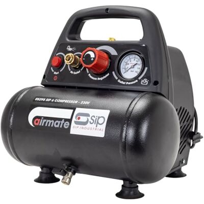 SIP Airmate Air Compressor Portable Oil-Free Direct Drive, 230V 6L 1.5hp 1.1kW 116psi 8 Bar 6.4CFM SIP Airmate Air Compressor Portable Oil-Free Direct Drive, 230V 6L 1.5hp 1.1kW 116psi 8 Bar 6.4CFM