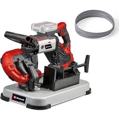 Einhell Cordless Band Saw with Base 18V Power X-Change, 115mm Cutting Height, 127mm Cutting Width, LED Light, Bandsaw for Woodworking with 2X Saw Bands, Without Battery TE-MB 18/127 U Li Einhell Cordless Band Saw with Base 18V Power X-Change, 115mm Cutting Height, 127mm Cutting Width, LED Light, Bandsaw for Woodworking with 2X Saw Bands, Without Battery TE-MB 18/127 U Li