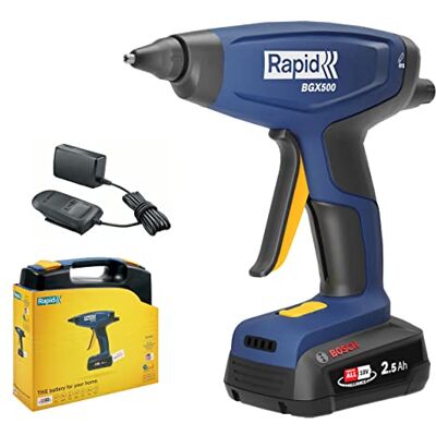 Rapid BGX500 18V Battery-Powered Cordless Glue Gun DIY Glue Gun with Quick Warm-Up, Glue Flow Adjuster, LED Heat Indicator, Perfect for DIY and Installation, with Battery and Charger (5001515) Rapid BGX500 18V Battery-Powered Cordless Glue Gun DIY Glue Gun with Quick Warm-Up, Glue Flow Adjuster, LED Heat Indicator, Perfect for DIY and Installation, with Battery and Charger (5001515)