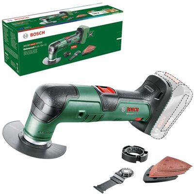 Bosch Cordless Multifunction Tool UniversalMulti 18V-32 (for Repairing and Adjusting; 1x Saw Blade, 1x Cut Blade, 1x Sanding Plate, 6X Sanding Sheets, 1x Allen Key; Without Battery) Bosch Cordless Multifunction Tool UniversalMulti 18V-32 (for Repairing and Adjusting; 1x Saw Blade, 1x Cut Blade, 1x Sanding Plate, 6X Sanding Sheets, 1x Allen Key; Without Battery)