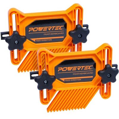 POWERTEC Universal Tandem Featherboards for Table Saw, Router Table, Router Fence & Band Saw, Wood working Tools & Accessories To Reduce Kickback & Increase Safety (Included T Track Bolts), 2Pk(71393) POWERTEC Universal Tandem Featherboards for Table Saw, Router Table, Router Fence & Band Saw, Wood working Tools & Accessories To Reduce Kickback & Increase Safety (Included T Track Bolts), 2Pk(71393)
