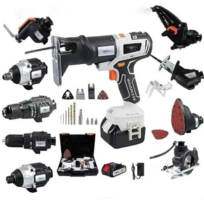 BDJSN Woodworking Power Tool Set, 10pcs Cordless Multi-Function Drill Tool Kit, with 4.0Ah Battery& Toolboxs, Portable Home Repair Power Saw for Renovation, DIY, Repair BDJSN Woodworking Power Tool Set, 10pcs Cordless Multi-Function Drill Tool Kit, with 4.0Ah Battery& Toolboxs, Portable Home Repair Power Saw for Renovation, DIY, Repair