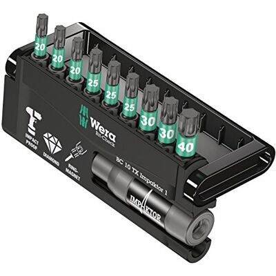 Wera Bit-Check 10 TX Impaktor 1 TriTorsion Long Life TORX® bit set for all impact drills, with Impaktor holder, 10pc, 05057688001 Wera Bit-Check 10 TX Impaktor 1 TriTorsion Long Life TORX® bit set for all impact drills, with Impaktor holder, 10pc, 05057688001