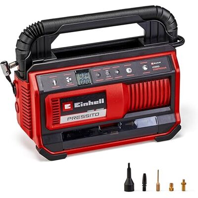 Einhell Cordless Hybrid Air Compressor 18V Power X-Change, 3-in-1: High-Pressure Pump (Max. 11 Bar), Low-Pressure Inflator and 25 l/min Deflating, Without Battery PRESSITO 18/25 Compressor Einhell Cordless Hybrid Air Compressor 18V Power X-Change, 3-in-1: High-Pressure Pump (Max. 11 Bar), Low-Pressure Inflator and 25 l/min Deflating, Without Battery PRESSITO 18/25 Compressor