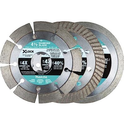 Makita E-12647 X-Lock 4-1/2" Diamond Blade Variety Pack for Masonry Cutting, 3/pc Makita E-12647 X-Lock 4-1/2" Diamond Blade Variety Pack for Masonry Cutting, 3/pc