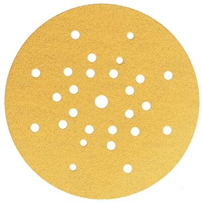 Mirka Gold Universal Sanding Paper Ø 225mm Hook & loop 27-hole/grit P100 / 25/pack/For drywall sanders, wall and ceiling sanders/For sanding plaster, filler, chipboard, wood, varnish Mirka Gold Universal Sanding Paper Ø 225mm Hook & loop 27-hole/grit P100 / 25/pack/For drywall sanders, wall and ceiling sanders/For sanding plaster, filler, chipboard, wood, varnish