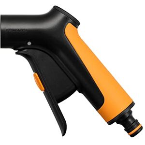 Fiskars spray gun handle, Infinitely variable flow rate, With front regulator and on/off lock, Universal size, Black/Orange, 1065490 Fiskars spray gun handle, Infinitely variable flow rate, With front regulator and on/off lock, Universal size, Black/Orange, 1065490