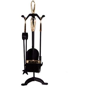 Fire Vida 5 Piece Buxton Fireplace Companion Set – Black & Brass Fire Tool Set with Stand – Includes Poker, Tongs, Brush & Shovel – Fireplace Accessories for Wood Burners, Fire Pits & Coal Stoves Fire Vida 5 Piece Buxton Fireplace Companion Set – Black & Brass Fire Tool Set with Stand – Includes Poker, Tongs, Brush & Shovel – Fireplace Accessories for Wood Burners, Fire Pits & Coal Stoves