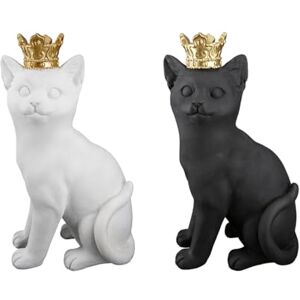 AlexandreHouse Pack of 2 Figures, Cat, Synthetic Resin, Black, White, PU 2, 2 assorted, L. 10 cm, W. 14 cm, H. 24 cm AlexandreHouse Pack of 2 Figures, Cat, Synthetic Resin, Black, White, PU 2, 2 assorted, L. 10 cm, W. 14 cm, H. 24 cm