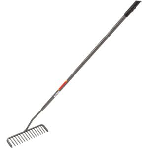 Amtech Landscaping Rake, Heavy Duty Metal Rake for Tarmac, 16 Round Teeth for Precise Raking, Spreading, and More, Durable All-Steel Body, Hammertone Grey Amtech Landscaping Rake, Heavy Duty Metal Rake for Tarmac, 16 Round Teeth for Precise Raking, Spreading, and More, Durable All-Steel Body, Hammertone Grey