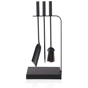 Relaxdays fire tools, 4-piece set, poker, ash shovel, brush & stand, modern fireplace accessories, black Relaxdays fire tools, 4-piece set, poker, ash shovel, brush & stand, modern fireplace accessories, black