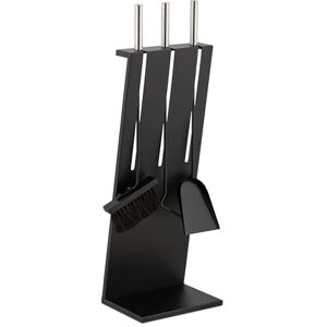 Relaxdays Fireplace Tool Set, 4-pieces, Poker, Ash Shovel, Broom, Stand, Stainless Steel, Modern Accessories, Black, Steel, 72 x 23 x 17 cm Relaxdays Fireplace Tool Set, 4-pieces, Poker, Ash Shovel, Broom, Stand, Stainless Steel, Modern Accessories, Black, Steel, 72 x 23 x 17 cm