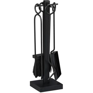 Relaxdays Fireplace Cutlery, 5 Pieces, Poker, Ash Shovel, Broom, Tongs & Stand, Oven, Iron, Black, 90% 10% Coconut, 5-TLG. Set Relaxdays Fireplace Cutlery, 5 Pieces, Poker, Ash Shovel, Broom, Tongs & Stand, Oven, Iron, Black, 90% 10% Coconut, 5-TLG. Set