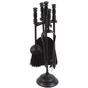 Fire Vida 5 Piece Malham Fireplace Companion Set Black Steel Fireside Tool Kit with Stand Includes Poker, Tongs, Brush & Shovel Ideal for Fireplaces, Wood Burners & Fire Pits Fire Vida 5 Piece Malham Fireplace Companion Set Black Steel Fireside Tool Kit with Stand Includes Poker, Tongs, Brush & Shovel Ideal for Fireplaces, Wood Burners & Fire Pits