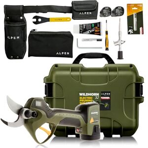 Alpen Swiss Tools Alpen Wildhorn 32 Electronic Pruning Kit Lithium Ion Battery Cordless 12 Hours Battery Life 3 Batteries 3 Way Simultaneous Charge Swiss Made Felco Cutting Head High Speed Steel Blade Storage Case Alpen Swiss Tools Alpen Wildhorn 32 Electronic Pruning Kit Lithium Ion Battery Cordless 12 Hours Battery Life 3 Batteries 3 Way Simultaneous Charge Swiss Made Felco Cutting Head High Speed Steel Blade Storage Case