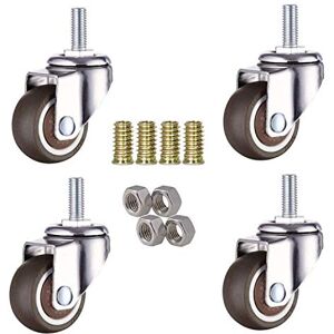uoboeuq 1 Inch Small Tiny Shopping Cart Wheel Trolley Swivel Caster Wheels Soft Rubber TPE M6x 15mm Mini Threaded Stem Caster Wheel, 33lb/15kg Load Capacity, Set of 4 uoboeuq 1 Inch Small Tiny Shopping Cart Wheel Trolley Swivel Caster Wheels Soft Rubber TPE M6x 15mm Mini Threaded Stem Caster Wheel, 33lb/15kg Load Capacity, Set of 4