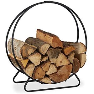 Relaxdays Firewood Rack, Round Log Cradle, Stacking Aid, Steel, Indoor Use, HxWxD 65x61x26 cm, Black, 65 x 61 x 26 cm Relaxdays Firewood Rack, Round Log Cradle, Stacking Aid, Steel, Indoor Use, HxWxD 65x61x26 cm, Black, 65 x 61 x 26 cm