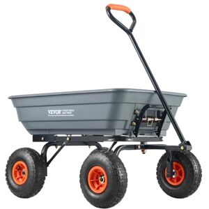 VEVOR Dump Cart, Poly Garden Dump Cart with Easy to Assemble Steel Frame, Dump Wagon with 2-in-1 Convertible Handle, Utility Wheelbarrow 600 lbs Capacity, 10 inch Tires VEVOR Dump Cart, Poly Garden Dump Cart with Easy to Assemble Steel Frame, Dump Wagon with 2-in-1 Convertible Handle, Utility Wheelbarrow 600 lbs Capacity, 10 inch Tires