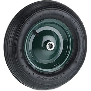 Relaxdays Wheelbarrow Tyre, Spare Cart Wheel, Pneumatic, 4.00-8", Max. Load Capacity 120 kg, Axle, Garden, Black/Green Relaxdays Wheelbarrow Tyre, Spare Cart Wheel, Pneumatic, 4.00-8", Max. Load Capacity 120 kg, Axle, Garden, Black/Green