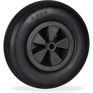 Relaxdays Wheelbarrow Wheel 3.50-6, Rubber Tyre with Plastic Rim, Puncture-Proof, up to 100 kg, Replacement, Black Relaxdays Wheelbarrow Wheel 3.50-6, Rubber Tyre with Plastic Rim, Puncture-Proof, up to 100 kg, Replacement, Black
