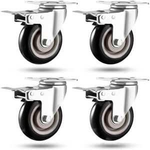 Himimi 3 '' 4 pieces 75mm swivel castors furniture casters shopping cart castors wheels with brakes transport castors heavy duty castors, load capacity 400kg (Black) Himimi 3 '' 4 pieces 75mm swivel castors furniture casters shopping cart castors wheels with brakes transport castors heavy duty castors, load capacity 400kg (Black)