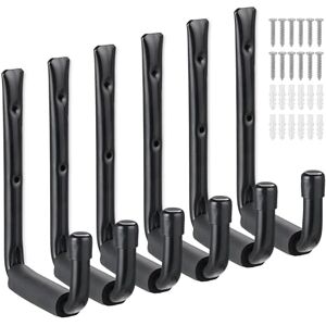 Relaxdays Wall Hooks, 6-Piece Set, U-Shaped Holders for Garage, Rubberised, Tool Hanger Workshop, Steel, Black, 22x2.5x15cm Relaxdays Wall Hooks, 6-Piece Set, U-Shaped Holders for Garage, Rubberised, Tool Hanger Workshop, Steel, Black, 22x2.5x15cm
