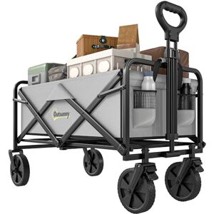 Outsunny 90L Festival Trolley on Wheels, Folding Camping Trolley Cart with Adjustable Handle, Portable for Outdoor, Garden, Shopping, Fishing, Dark Grey Outsunny 90L Festival Trolley on Wheels, Folding Camping Trolley Cart with Adjustable Handle, Portable for Outdoor, Garden, Shopping, Fishing, Dark Grey