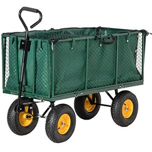 Outsunny Large 4 Wheel Heavy Duty Garden Cart Truck Trolley Wheelbarrow with Handle and Metal Frame Green Outsunny Large 4 Wheel Heavy Duty Garden Cart Truck Trolley Wheelbarrow with Handle and Metal Frame Green