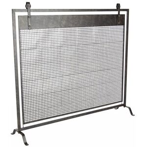 Deco 79 Metal Geometric Suspended Grid Style Netting Single Panel Fireplace Screen with Bolted Detailing, 38 Inch x 9 Inch x 35 Inch, Black Deco 79 Metal Geometric Suspended Grid Style Netting Single Panel Fireplace Screen with Bolted Detailing, 38 Inch x 9 Inch x 35 Inch, Black