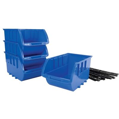 PERFORMANCE TOOL W5196 Large Stackable Storage Trays Adjustable for Vertical or Horizontal Position, Blue, Pack of 4 PERFORMANCE TOOL W5196 Large Stackable Storage Trays Adjustable for Vertical or Horizontal Position, Blue, Pack of 4
